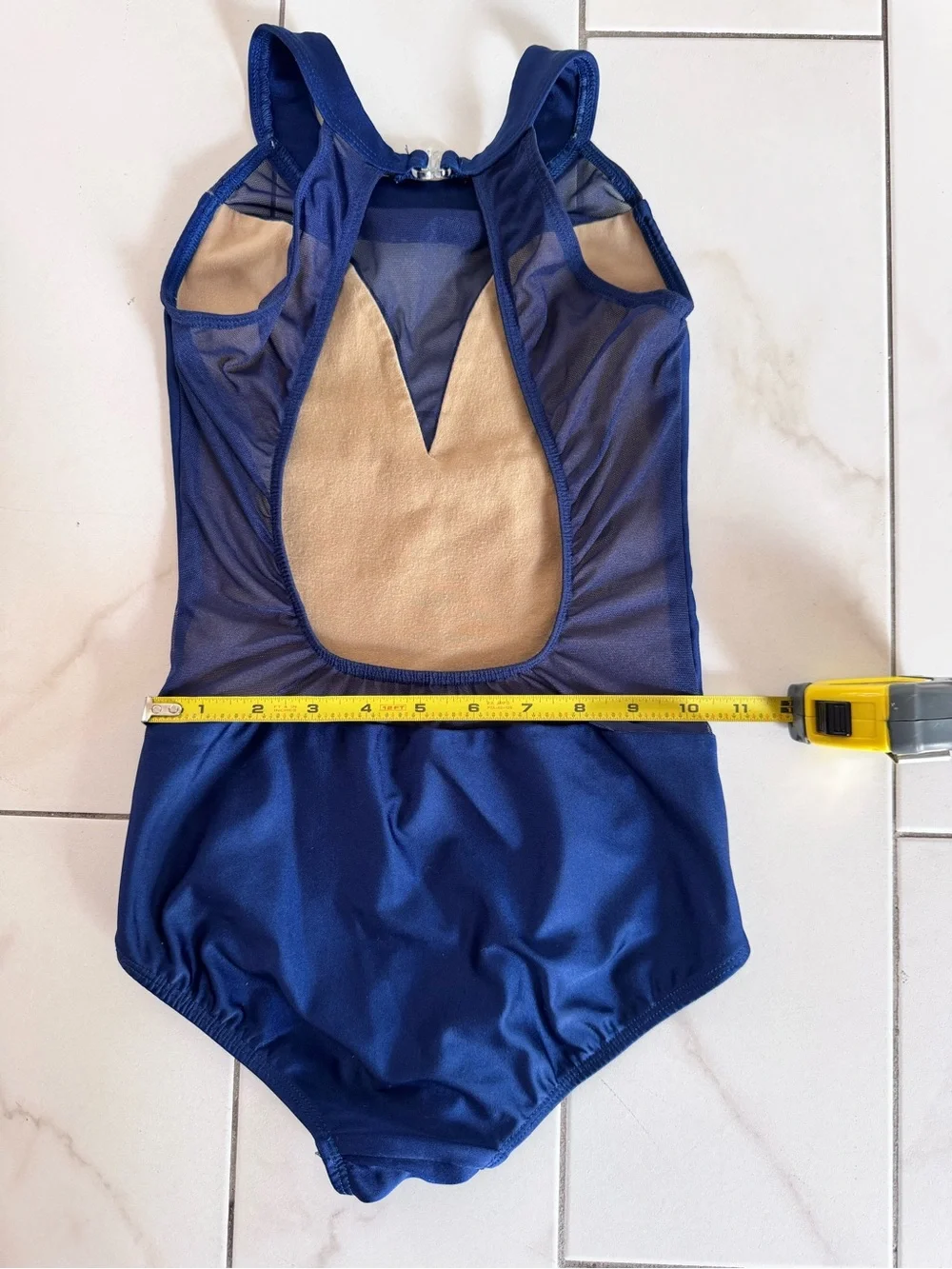 Navy Mesh Accent High Neck Dance Leotard (Girls Size 12)